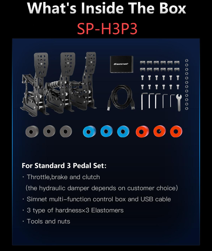 Simnet Pedale H3P3 Haptics + Brake Performance Kit